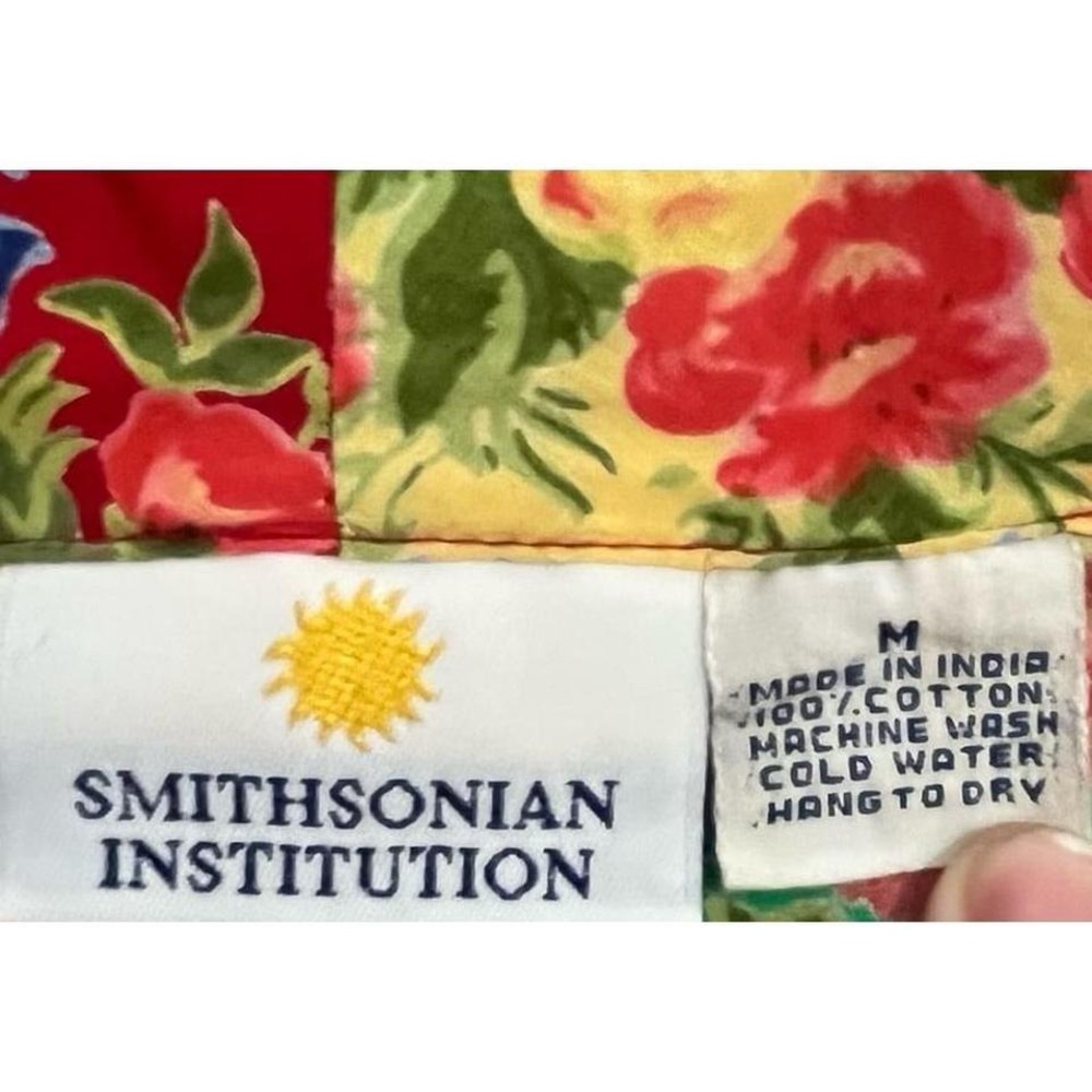 Smithsonian Institution Floral Patchwork Cotton Robe Boho Made in India Women's - Picture 7 of 8